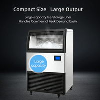 Machine à glaçons cylindriques professionnelle en acier inoxydable Clear Gourmet avec compresseur, à économie d'énergie, automatique, pour boissons froides
