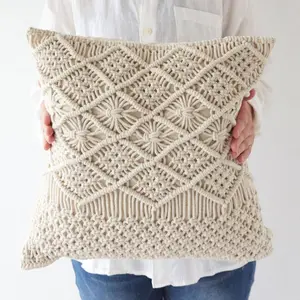 Pillow Cover Macrame Cushion Case Boho Pillows Decorative for Bed Sofa Couch Bench