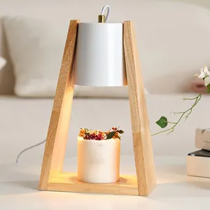 Personalizza la lampada da tavolo elettrica profumata di legno con vetro usb regolabile in altezza