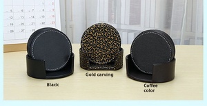 6 Pcs / Set Premium Leather Coaster Set Exquisite Non Slip Heat Insulation <b>Small</b> Placemat Pu Creative <b>Tea</b> <b>Cup</b> Mat in Stock - Product Image 2