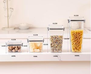 Household Bpa-Free Airtight <b>Clear</b> Plastic Stackable Kitchen Organizer Cereal Storage <b>Container</b> Dry Food Box Jar with Lids - Product Image 2