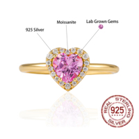 DEYIN 925 argent Sterling Design Original taille brillant diamant rose saphir coeur Moissanite bague pour mariage bijoux fins