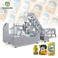 Machine d'emballage pour sachets préformés de jus et yaourt en gelée, avec bec verseur, remplissage latéral, pour sachets préformés de petite taille