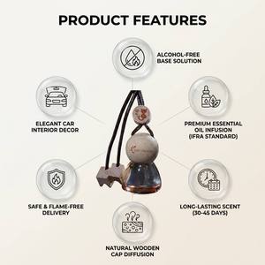 Luxury Glass <b>Car</b> Aromatherapy Hanging <b>Diffuser</b> Natural Evaporation No Electricity Bon Voyage Wood Lid High-End Interior Decor - Product Image 3