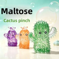 Cactus Squishy Scintillant, Forme Droite et Arrondie, 2 Bras Latéraux Inégaux, Paillettes et Confettis à l'Intérieur, à Presser, Cet Effet Calme