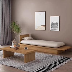 Sofá de madera maciza de estilo japonés con almacenamiento, diseño recto para sala de estar y apartamentos pequeños - Product Image 4