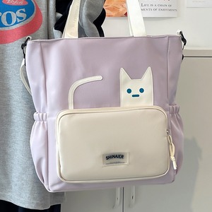 Shinaier Women's Tote Bag Blue Pink Cat Design Water Resistant Everyday Commuter Bag - Product Image 2