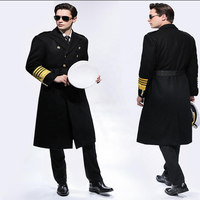 Vente en gros Manteau veste noir à manches longues pour hommes Manteau uniforme d'hiver pour les compagnies aériennes