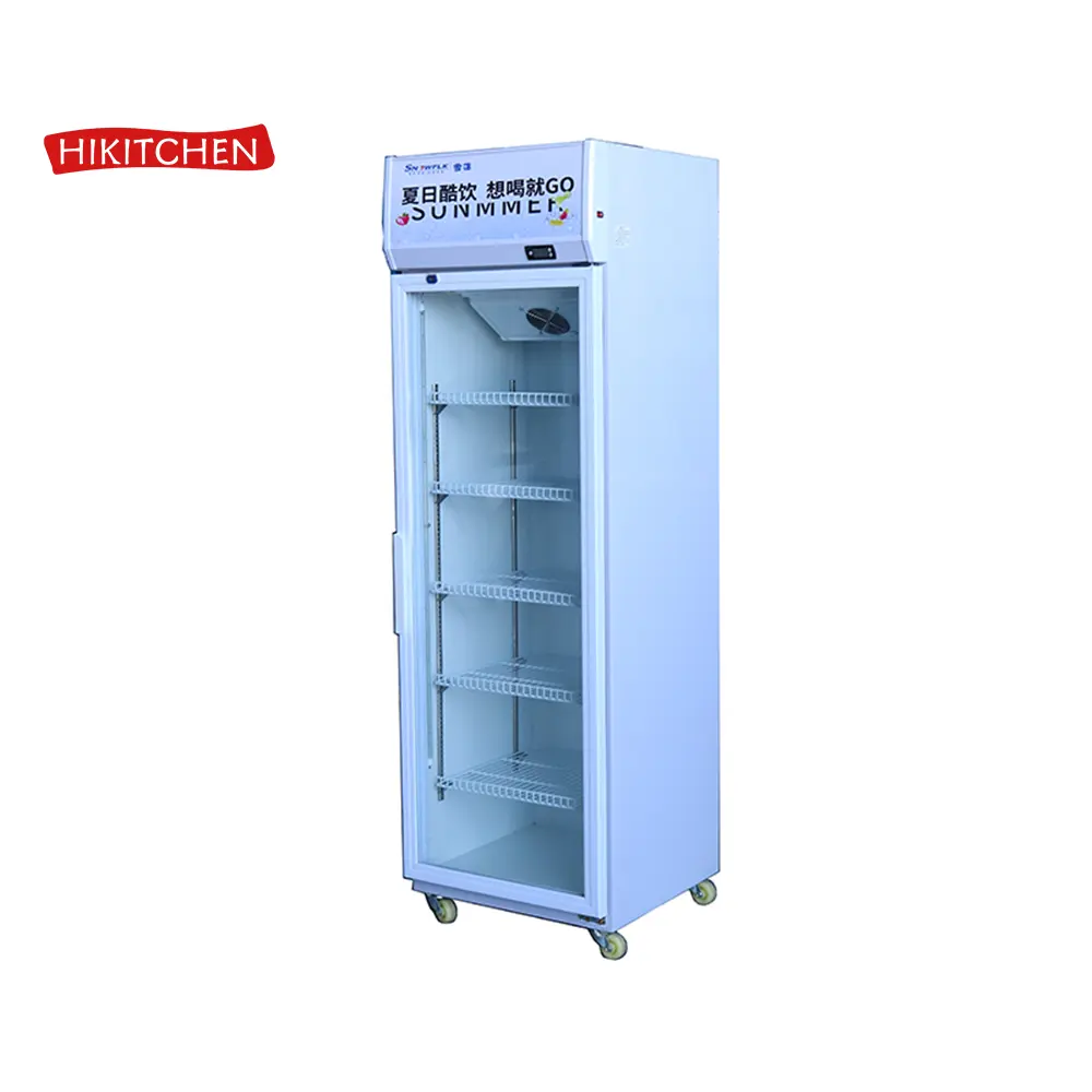 Supermarket Mall Showcase Chilled Drinks Merchandising Reach-In Cooling Fridge Cabinet Commercial Display Refrigerator