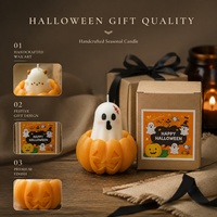 Bougie parfumée personnalisée Citrouille Fantôme d'Halloween avec parfum de cèdre noir, Marque privée, OEM, ODM, Vente en gros, Cadeau de fêtes, Décoration d'intérieur