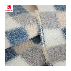 Pelo largo a cuadros Micro grueso piel falsa Sherpa tela Digital <span class=keywords><strong>Faux</strong></span> impreso abrigo impermeable para Niñas para juguetes de tapicería - Product Image 1