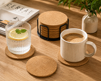 Sous-verres en liège naturel pour verres à bière et à café, absorbants, résistants à la chaleur, antidérapants, ronds, pour la cuisine et la maison