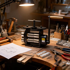 Tasanol TS-R6F 130x65mm Vollflache Manuelle Stahl-Walzmaschine Schmuckherstellungswerkzeug Metall-Handwalzwerk - Product Image 1