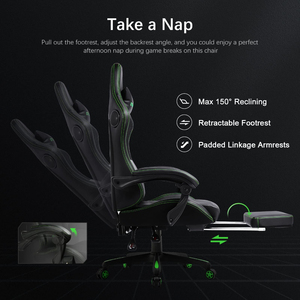 La chaise de joueur inclinable colorée peut ajouter une chaise de jeu de massage Rgb en cuir PU Predator Racing Chair avec repose-pieds et haut-parleurs - Product Image 6