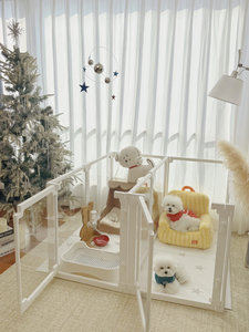 Parc pour animaux de compagnie moderne, sûr, pliable et transparent en plastique, avec motif animal, pour une utilisation en intérieur, pour petits chiens - Product Image 5