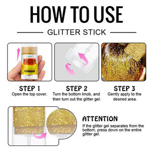 Stick illuminateur corporel scintillant, maquillage longue tenue, stick à paillettes fines dorées - Product Image 5