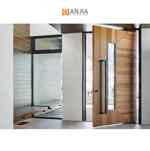 WANJIA personnalisé nouvelle sécurité avant grande villa moderne porte pivotante en bois massif porte extérieure en bois pour <span class=keywords><strong>maison</strong></span> - Product Image 2