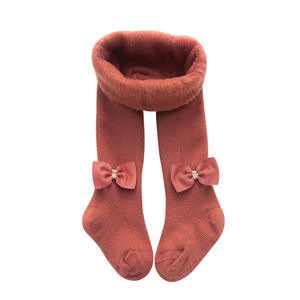 Mallas cálidas con forro polar para niña, medias con lazo de terciopelo grueso, térmicas para bebé - Product Image 6