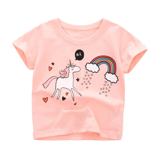 Neue Sommer Mädchen Top Kinder T-Shirt Kinder Kurzarm O-Ausschnitt T-Shirts Baby Mädchen Casual T-Shirt Kinder Kleidung