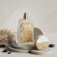 Flacon de parfum en verre givré avec logo personnalisé, 100 ml, flacons de luxe avec pompe pulvérisatrice pour huile de parfum, flacon pulvérisateur avec emballage en boîte