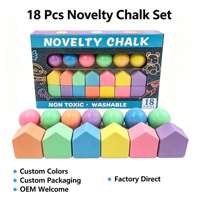 18 pièces de blocs de construction fantaisie colorés sans poussière, en forme de boule, de maison et de cube, empilables et assemblables, pour la création de graffitis pour enfants