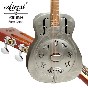 ราคาขายส่ง กีตาร์เรโซเนเตอร์ยี่ห้อ Aiersi รุ่น OEM วินเทจ ทำจากทองเหลือง แบบ Single Cone Biscuit bridge สำหรับบลูส์อะคูสติกกีตาร์ - Product Image 1