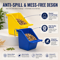 Mangeoire à oiseaux en plastique durable avec clip de fixation sécurisé pour l'alimentation en graines et en eau des petits animaux et des oiseaux d'aviculture