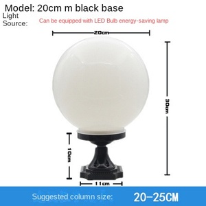 250MM Globe Pilier Lumières Acrylique Forme Clôture Extérieure Solaire LED Ball Gate Light Solaire Alimenté Pilier Lumière Avec Boule Caractéristique - Product Image 2