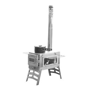 Poêle à bois multifonctionnel pour l'extérieur, pliable et portable en acier inoxydable avec cheminée, tente chauffante, poêle de cuisson - Product Image 1