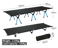 Lit pliant de couchage portable à usage intensif personnalisé pour l'extérieur lit de camping pliable ultraléger à cadre en aluminium