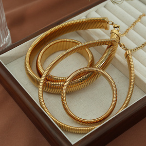 European American Spiral Elastic <b>Bracelet</b> <b>Set</b> 20mm Titanium Steel Unisex Fashion Jewelry Cross Border Accessories - Product Image 4