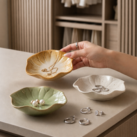 Petite assiette en céramique vintage à glaçure réactive, motif feuille de lotus, personnalisée, pour sauce, collation, décoration d'intérieur