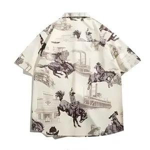 Abbigliamento da strada per le vacanze al mare di moda da uomo nuovo uomo che dipinge camicia Casual
