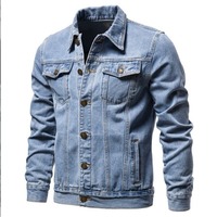 Jaket Jeans Pria Grosir, Outerwear Kasual, Impor, Jaket Denim Kancing, Slim Fit, Jaket Denim Pria