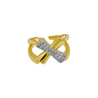 Großhandel gestreift zweifarbig Messing vergoldet sechs Stile Persönlichkeit Trend Zirkon Mode Open Ring