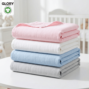 Mantas Envolventes para Recién Nacidos con Logotipo Personalizado, 2 Capas, Suaves y Transpirables, de Algodón de Bambú GOTS, Mantas de Muselina para Bebés - Product Image 1