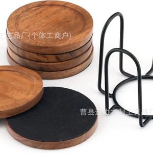 Solid Wood Coaster Round Durable Home Desktop <b>Teacup</b> Base Modern Minimalist Living Room Bedroom Dining Room - Product Image 4