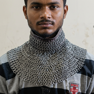 Medieval Chainmail Collar – <b>Riveted</b> Steel Gorget Armor, Knight Neck Guard, Viking Reenactment Costume - Product Image 1