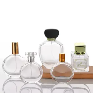 Garrafa de perfume unissex recarregável, pequena garrafa de vidro preta roxa pequena 10 ml 30 ml 50 ml