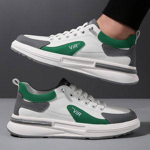 White Chunky Sneakers Men <b>Round</b> Toe Slip On Platform Rubber Sole <b>Cushioned</b> Spring Casual Shoes - Product Image 2