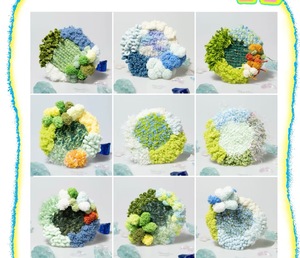 Venta al por mayor de posavasos de <span class=keywords><strong>ganchillo</strong></span> tejidos a mano con pestillo enganchado azul verde <span class=keywords><strong>musgo</strong></span> con pompón flores y plantas decorativas hechas a mano - Product Image 4