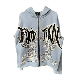 Sudadera con capucha forrada de invierno MIXED EMOTION con cremallera de diamantes hecha a mano, 450G, 100% algodón tejido, impermeable, transpirable, ropa deportiva completa - Product Image 1