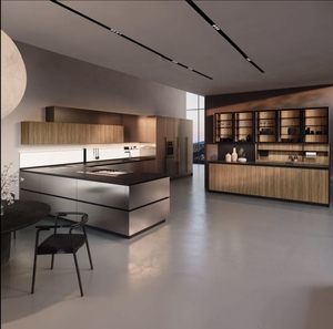 Muebles de Cocina Modernos de Lujo Estilo Italiano, Diseño Minimalista de Metal y Madera, Muebles de Cocina Personalizados para Toda la Casa - Product Image 2