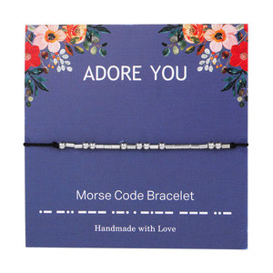 Pulsera de San Valentín SC 2023 para mujer, brazalete hecho a mano, ajustable, con varios sabores, código Morse, con tarjetas - Product Image 1