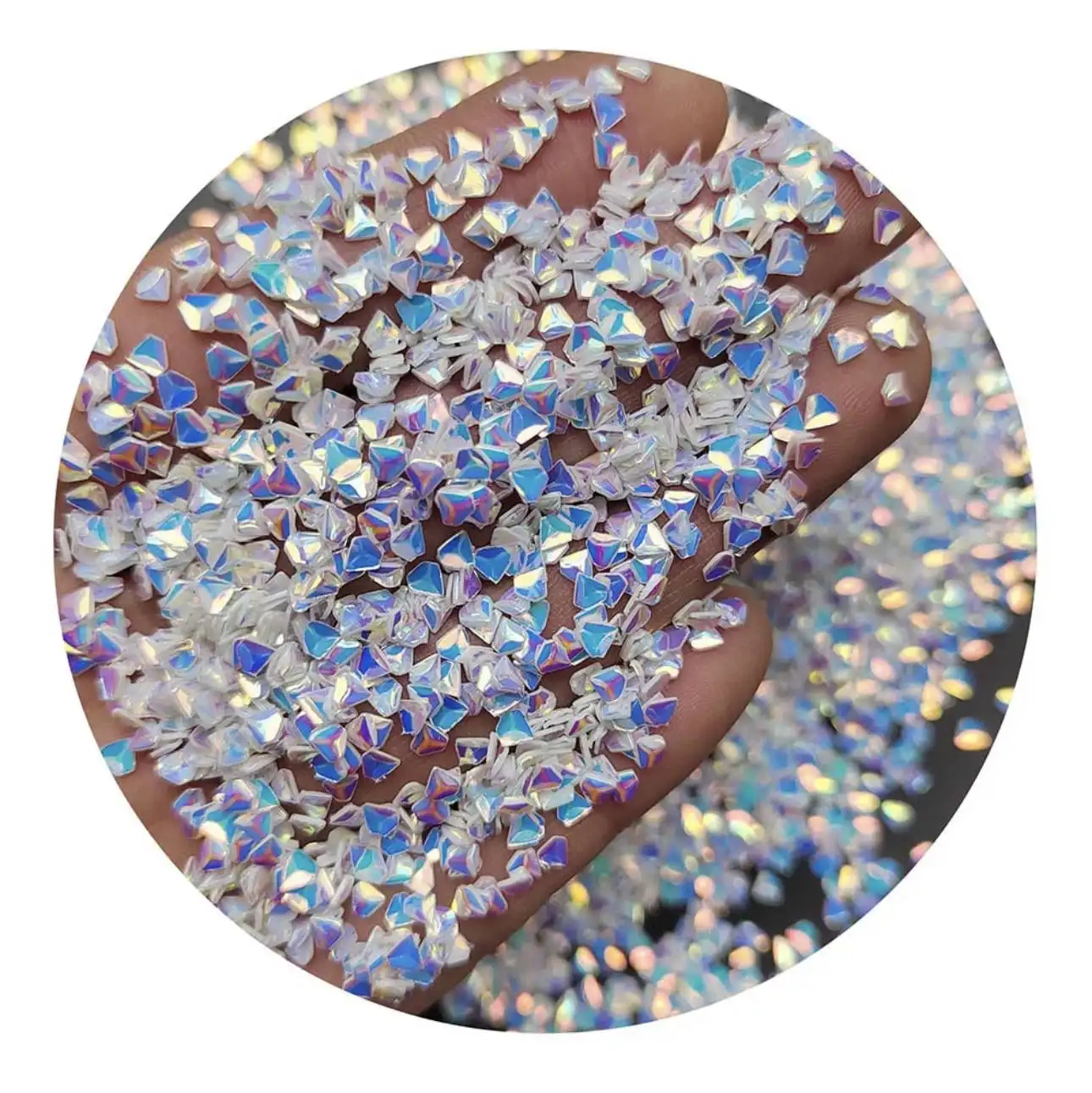 Tırnak sanat süslemeleri için holografik Glitter 3mm mikro elmas şekli payetler