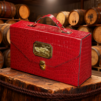 Boîte cadeau avec poignée, boîte à rabat, emballage en cuir PU pour vin, XO, boissons, brandy, cognac, whisky, tequila