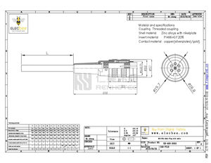 Промышленная M16 вилка 6-контактный штекер прямой переформованный Кабельный разъем - Product Image 3