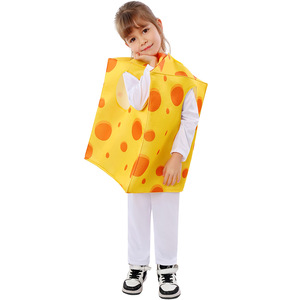 Disfraz de queso para niños, traje de cosplay de Halloween, amarillo con lunares naranjas, para fiestas infantiles - Product Image 3