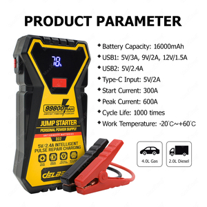 Batterie externe Booster de batterie de <span class=keywords><strong>d</strong></span>émarrage de saut trois-en-un 16000mAh avec <span class=keywords><strong>lampe</strong></span> à LED de charge PD comprend des câbles et un étui - Product Image 2