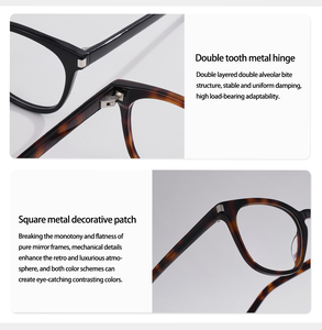 Gafas Redondas Vintage con Bloqueo de Luz Azul para Hombre y Mujer, Montura Óptica de Acetato, Negro Tortoise, Transparentes, con Graduación - Product Image 5